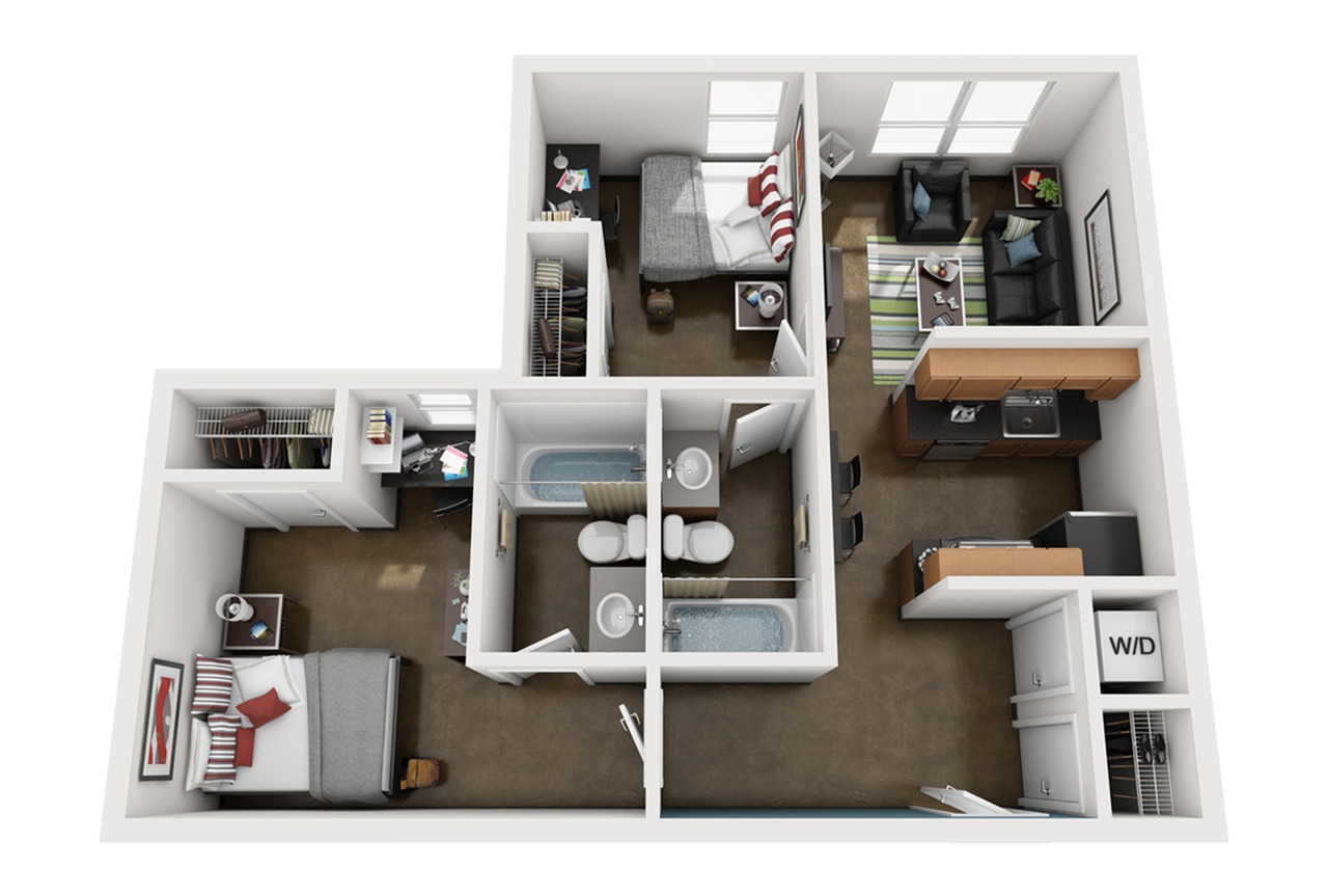 2BR/2BA floor plan