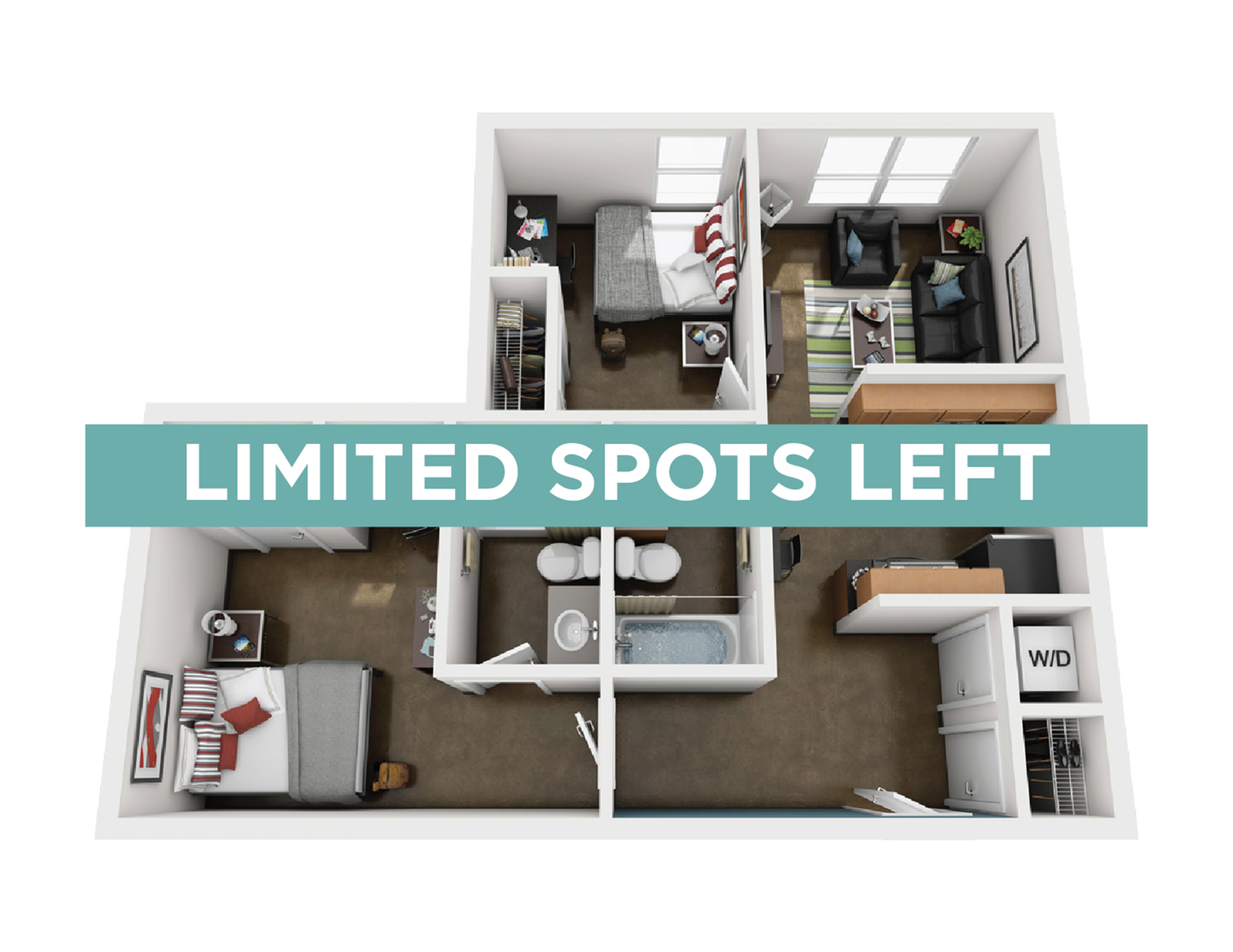 2BR/2BA floor plan