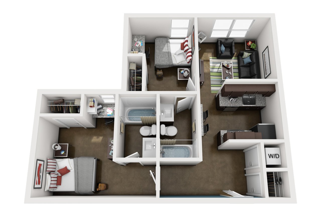 2BR/2BA – Elite Tech floor plan