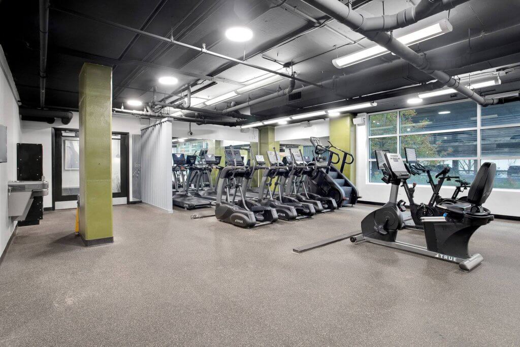 Fitness center with cardio machines