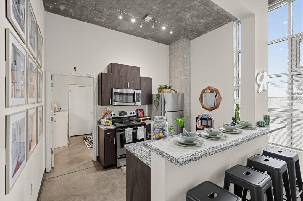 Apartment kitchen and dining counter